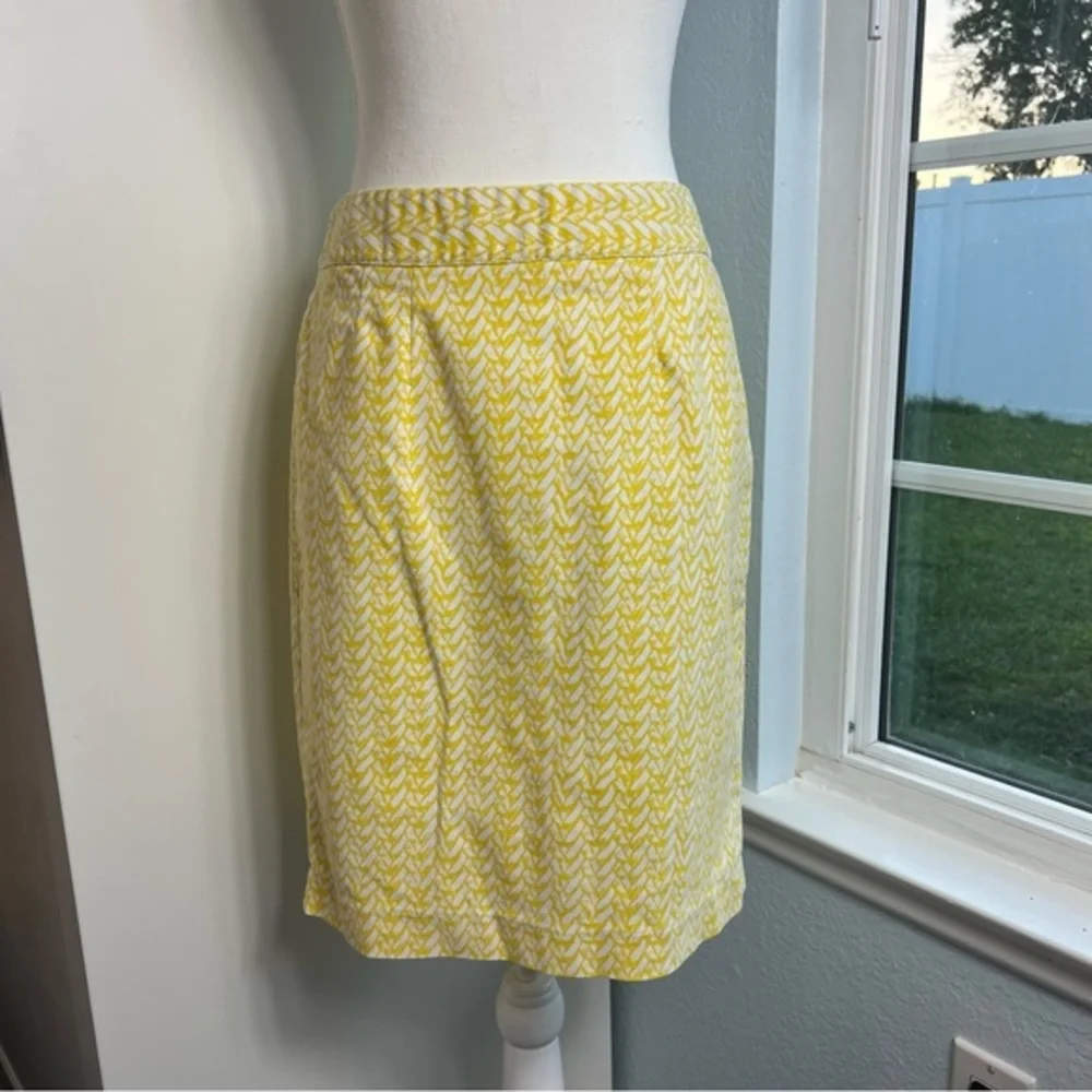 Cynthia Rowley Yellow White Print Skirt | Size 6‎ | Cotton Blend